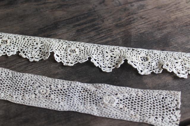 photo of antique Irish crochet lace sewing trims, dress collars & lace edgings early 1900s vintage #4