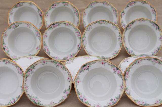 photo of antique Jean Pouyat Limoges china soup cups or custard bowls w/ saucers, vintage 1908 #3