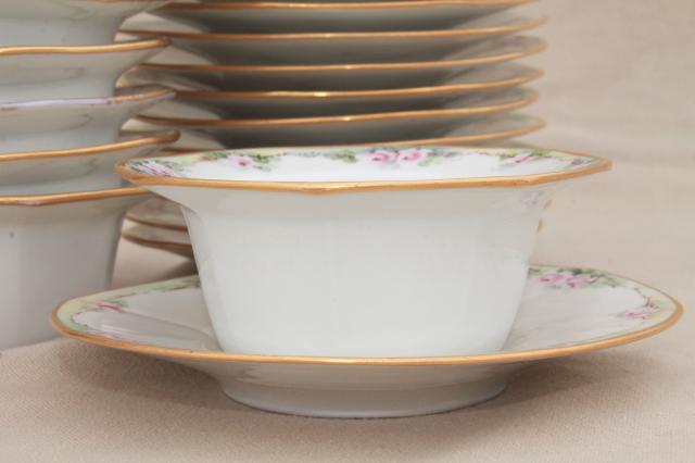 photo of antique Jean Pouyat Limoges china soup cups or custard bowls w/ saucers, vintage 1908 #6