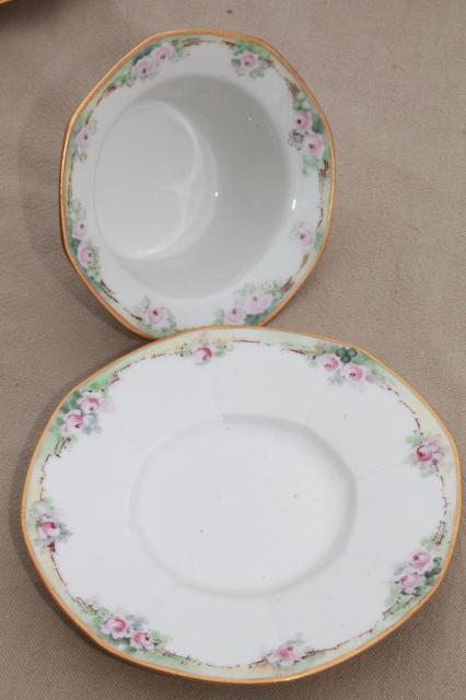 photo of antique Jean Pouyat Limoges china soup cups or custard bowls w/ saucers, vintage 1908 #8