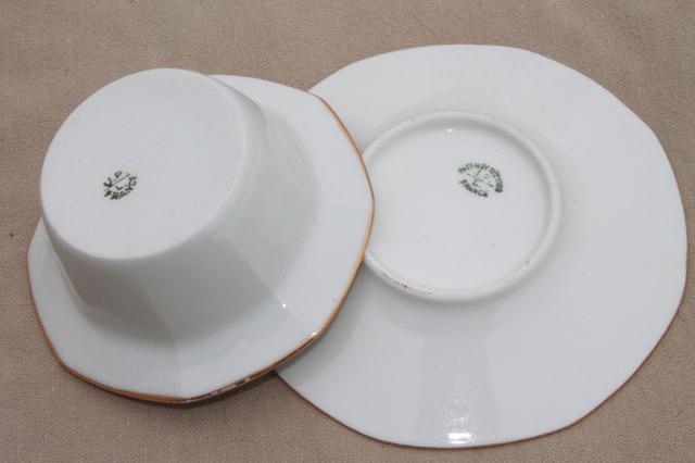 photo of antique Jean Pouyat Limoges china soup cups or custard bowls w/ saucers, vintage 1908 #10