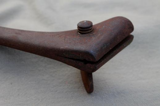 photo of antique John S Fray bit brace drill w/ rosewood handle, late 1800s vintage hand tool #8