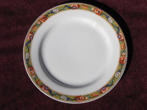 photo of antique Johnson Bros china for 6, oriental floral on mustard gold #4