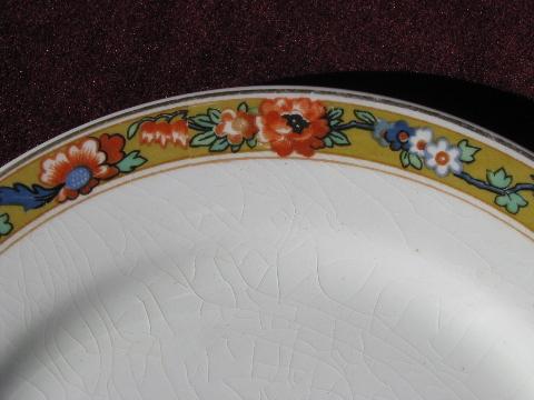 photo of antique Johnson Bros china for 6, oriental floral on mustard gold #5