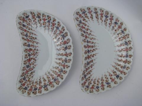 photo of antique Karlsbad china bone dishes, crescent shape plates #1