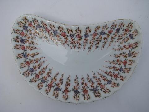 photo of antique Karlsbad china bone dishes, crescent shape plates #2