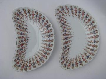 catalog photo of antique Karlsbad china bone dishes, crescent shape plates