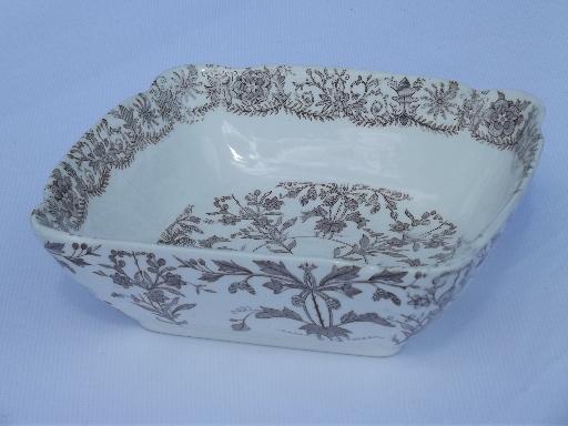 photo of antique Lahore transferware square serving bowl, T&R Boote England #1