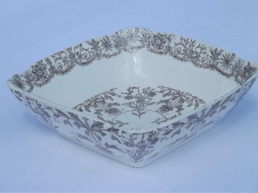 photo of antique Lahore transferware square serving bowl, T&R Boote England #2