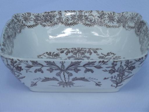 photo of antique Lahore transferware square serving bowl, T&R Boote England #3