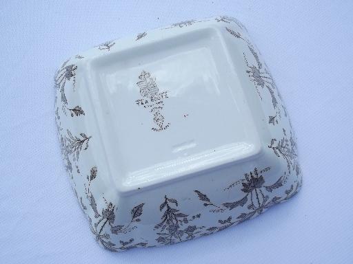 photo of antique Lahore transferware square serving bowl, T&R Boote England #5