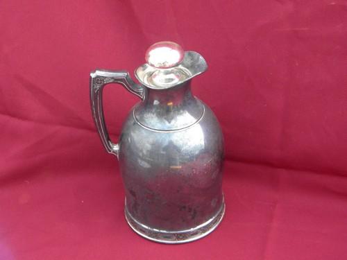 photo of antique Landers,Frary and Clark silver thermos pitcher mercury glass stopper #1