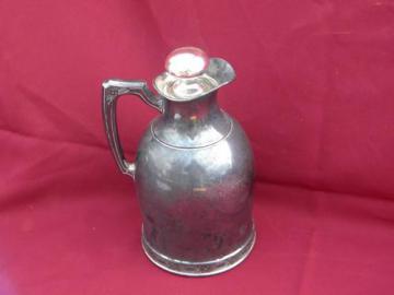 catalog photo of antique Landers,Frary and Clark silver thermos pitcher mercury glass stopper
