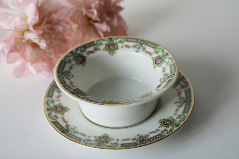 photo of antique Limoges France Union Ceramique porcelain sauce or mayonnaise dish w/ plate  #1