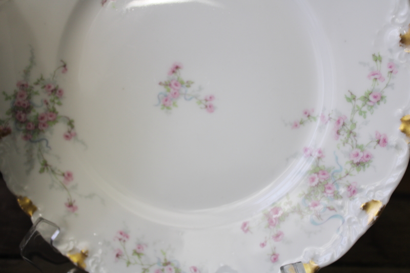 photo of antique Limoges France china plates Theodore Haviland pink flowers gold daubs #2