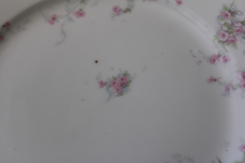 photo of antique Limoges France china plates Theodore Haviland pink flowers gold daubs #3