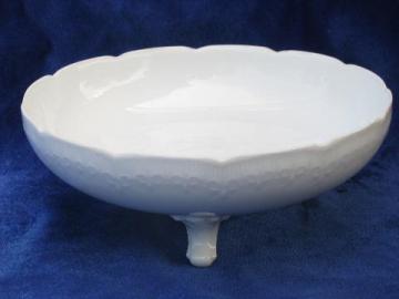 catalog photo of antique Limoges - France pure white china flower bowl, open fruit centerpiece