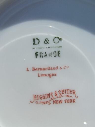 photo of antique Limoges china bread plates and butter pats, white w/ gold S monogram #6