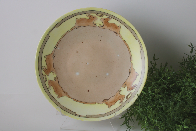 photo of antique Limoges china hand painted plate, brown bunnies border early 1900s vintage  #1