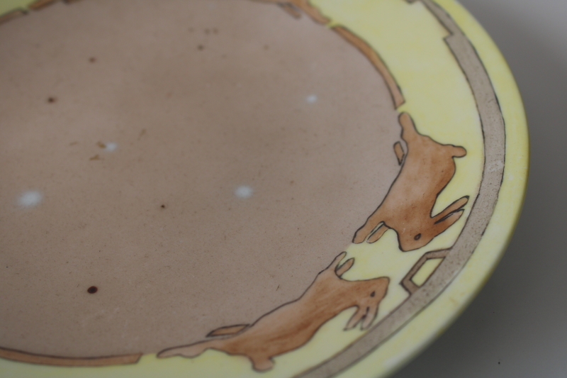 photo of antique Limoges china hand painted plate, brown bunnies border early 1900s vintage #3