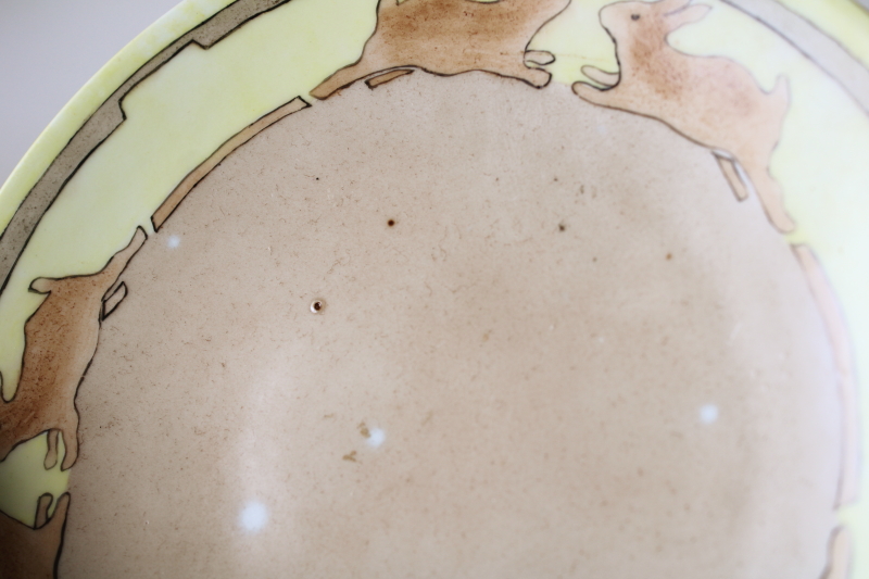 photo of antique Limoges china hand painted plate, brown bunnies border early 1900s vintage #4