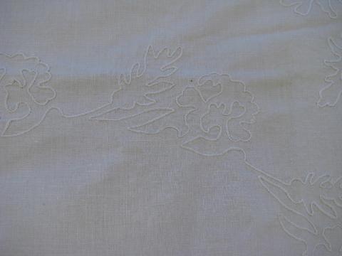 photo of antique M monogram letter embroidered cotton cloth, couched thread vintage embroidery #4