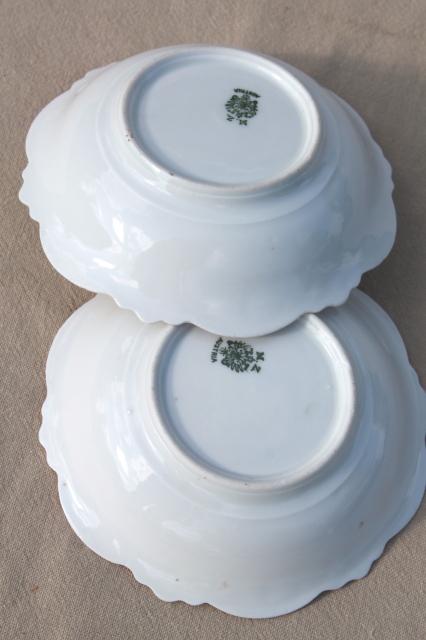 photo of antique MZ Austria porcelain, dessert dishes or berry bowls w/ hand painted pink roses #5