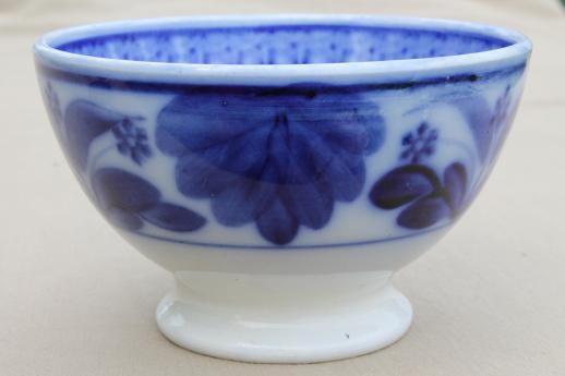 photo of antique Maastricht Holland cafe au lait bowl, Delft flow blue & white china #1