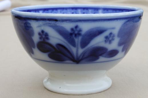 photo of antique Maastricht Holland cafe au lait bowl, Delft flow blue & white china #2