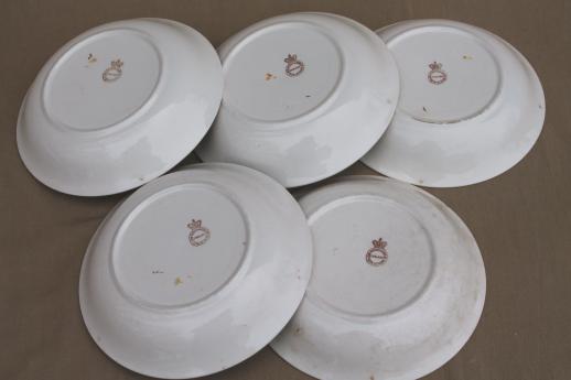 photo of antique Maddock English chinoiserie china soup bowls, pheasant birds & flowers #6