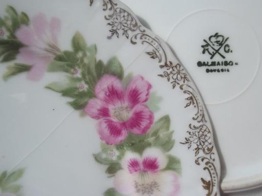 photo of antique Malmaison Rosenthal Bavaria china plates, mallow pink floral  #5