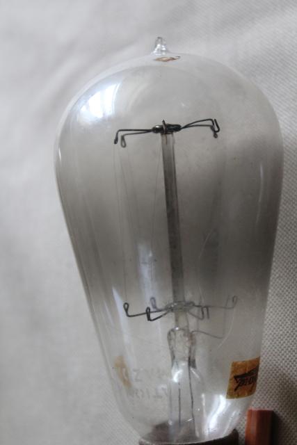 photo of antique Mazda light bulbs, hand blown w/ brass Edison bases, cage / double loop filaments #2