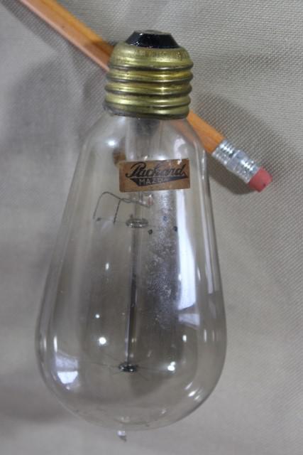 photo of antique Mazda light bulbs, hand blown w/ brass Edison bases, cage / double loop filaments #5