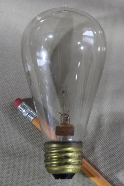 photo of antique Mazda light bulbs, hand blown w/ brass Edison bases, cage / double loop filaments #8