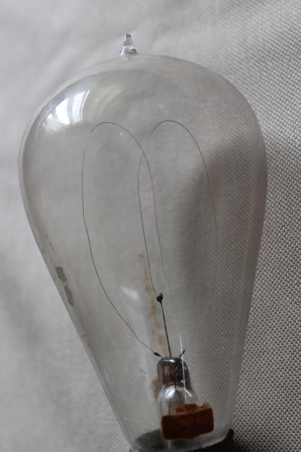 photo of antique Mazda light bulbs, hand blown w/ brass Edison bases, cage / double loop filaments #9