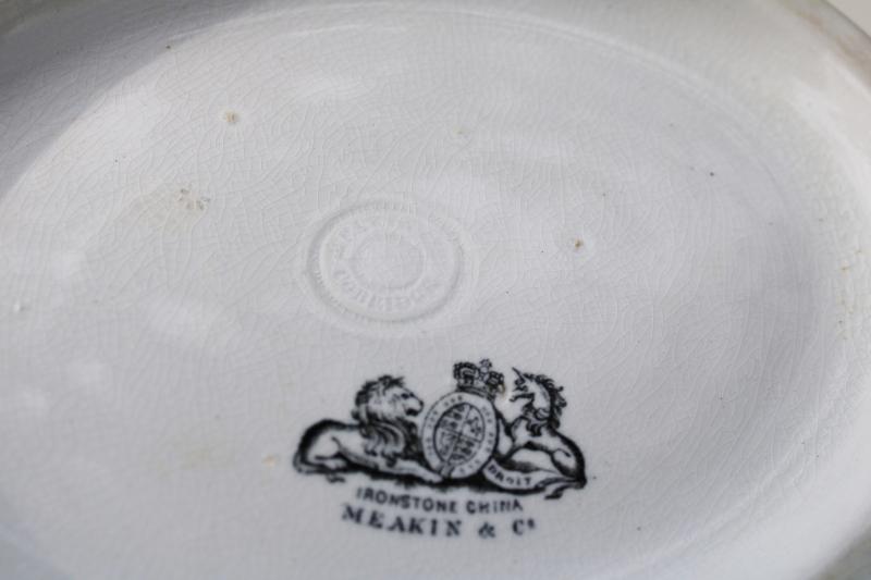 photo of antique Meakin & Co ironstone china covered dish, embossed oak leaf & acorn #2