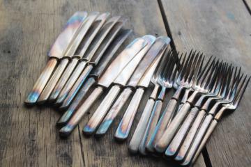 catalog photo of antique Meriden silver hotel flatware, heavy silverplate 12 DWT silverware