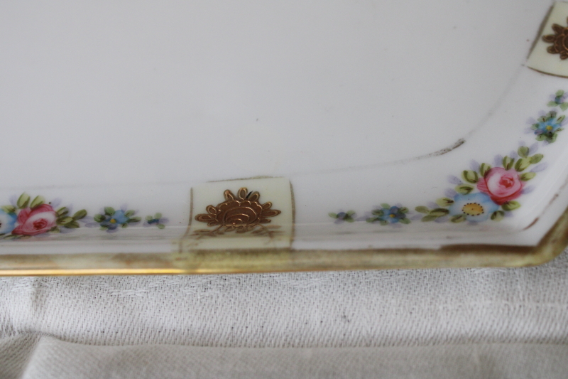 photo of antique Nippon porcelain tray, hand painted serving platter or perfume jewelry tray for vanity table  #3