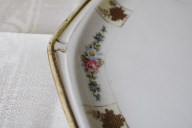 photo of antique Nippon porcelain tray, hand painted serving platter or perfume jewelry tray for vanity table  #4
