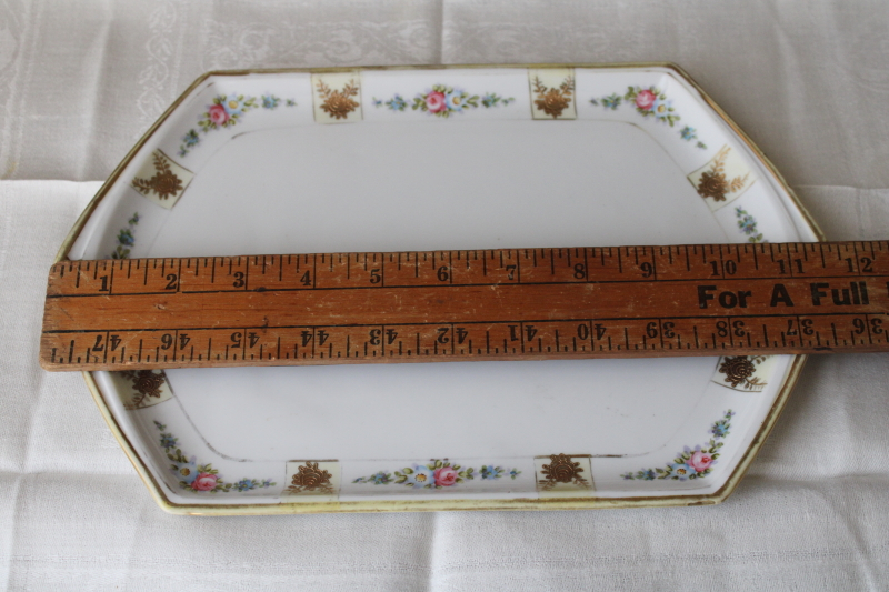 photo of antique Nippon porcelain tray, hand painted serving platter or perfume jewelry tray for vanity table  #7