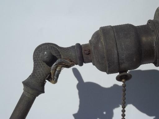 photo of antique O C White vintage brass industrial work light with helmet shade #7