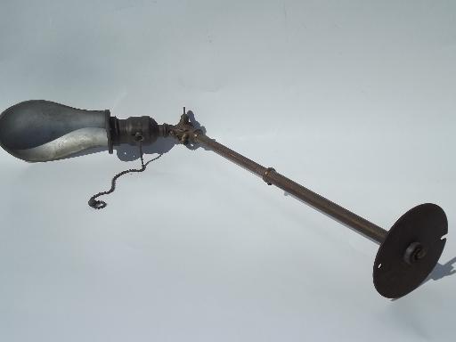 photo of antique O C White vintage brass industrial work light with helmet shade #9