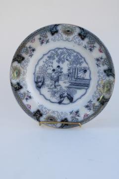 antique Petrus Ragout Canton pattern Dutch pottery plate, Chinese export style oriental scene