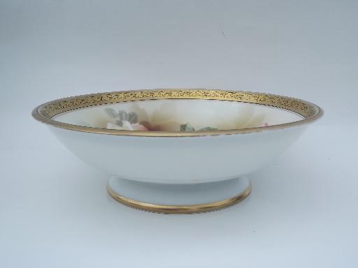 photo of antique R S Germany handpainted china candy dish, footed bowl w/ roses #2