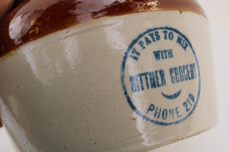 photo of antique Red Wing stoneware crock jar Bittner Grocery advertising (Watertown Wisconsin) #4