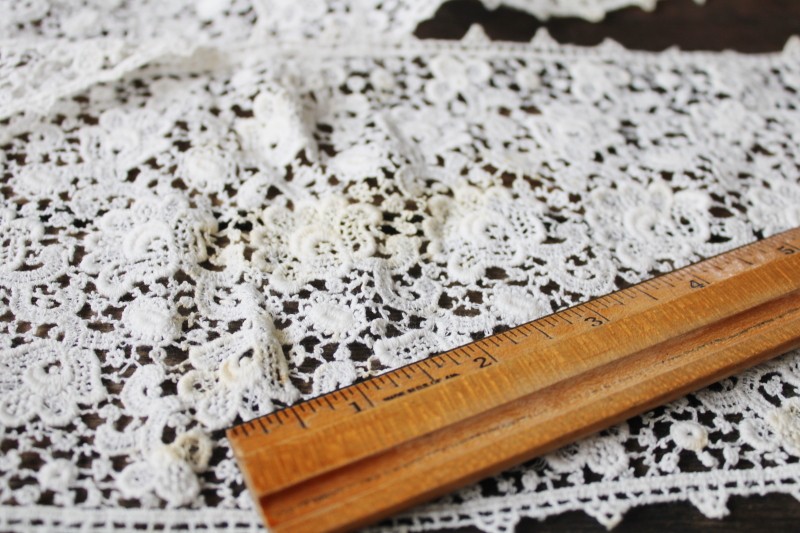 photo of antique Schiffli lace, wide embroidered lace insertion panels from old wedding gown #3