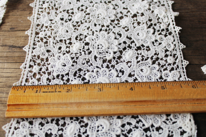 photo of antique Schiffli lace, wide embroidered lace insertion panels from old wedding gown #4