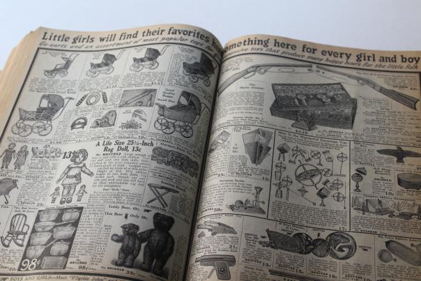 photo of antique Sears catalog 134, 1916 or 1917 WWI vintage near complete big boo #7