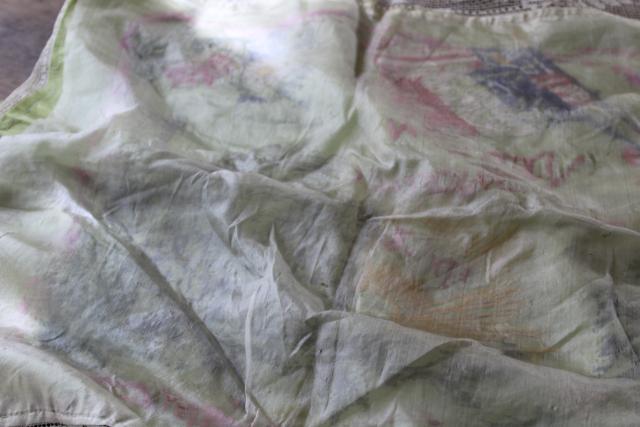 photo of antique Souvenir of France French lace hand embroidered cushion cover WWI vintage #7