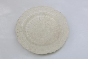 catalog photo of antique Spode Jewel plate, creamy white lace embossed border, shabby stained browned china
